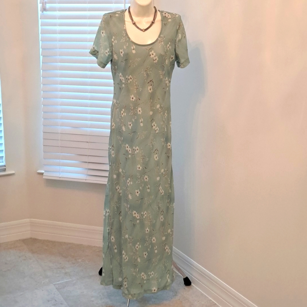 Long Green Floral Dress